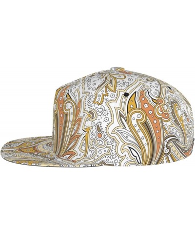 Paisley Baseball Cap, Flat Brim Trucker Hat, Buckle Adjustable Paisley1 $11.19 Baseball Caps