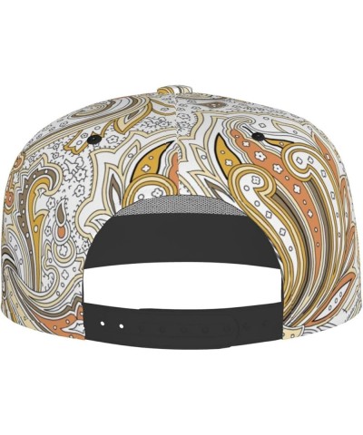 Paisley Baseball Cap, Flat Brim Trucker Hat, Buckle Adjustable Paisley1 $11.19 Baseball Caps