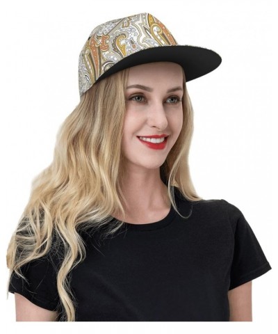 Paisley Baseball Cap, Flat Brim Trucker Hat, Buckle Adjustable Paisley1 $11.19 Baseball Caps