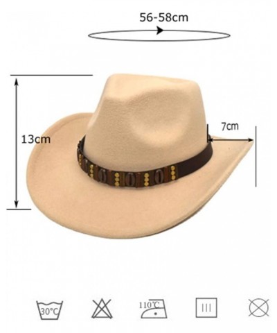 Adult Casual Wide Brim Cowboy Hat Solid Color Rolled Edge Jazz Hats Woolen Cloth Round Classic Cap for Women and Men Black $1...