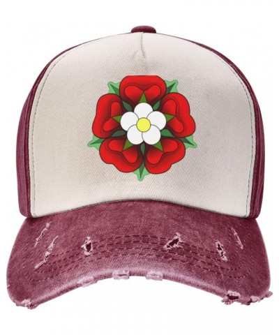 Anne Boleyn Tudor Rose Vintage Denim Dad Hat - Premium Contrast Baseball Cap $15.83 Baseball Caps