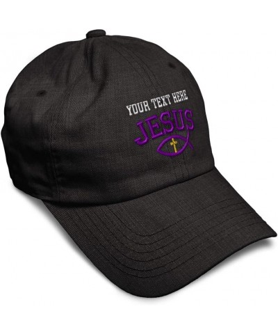 Soft Baseball Cap Jesus Fish Symbol Cross A Embroidery Christian Symbol Cotton Dad Hats for Men & Women Dark Denim Personaliz...