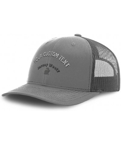 Custom Custom Trucker Hat Baseball Cap Jersey Wooly Breed Cotton Bunny Dad Hats for Men & Women Grey Personalized Text Here $...