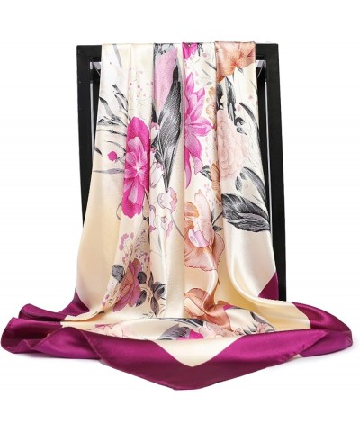 Silk Hair Scarf, 90×90cm Printed Silk Scarf Small Square Satin Feeling Neck Scarf Ladies Shawl wrap muffler 1 $9.47 Scarves