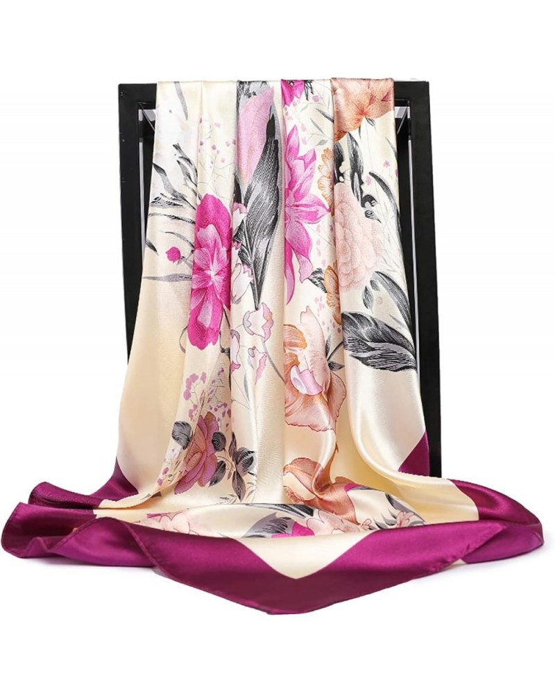 Silk Hair Scarf, 90×90cm Printed Silk Scarf Small Square Satin Feeling Neck Scarf Ladies Shawl wrap muffler 1 $9.47 Scarves