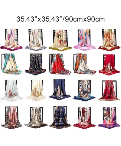 Silk Hair Scarf, 90×90cm Printed Silk Scarf Small Square Satin Feeling Neck Scarf Ladies Shawl wrap muffler 1 $9.47 Scarves