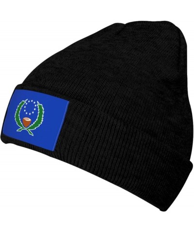 Flag of Pohnpei Beanie Hat for Men Women Soft Cozy Skull Cap Winter Warm Knit Hats Black $11.15 Skullies & Beanies