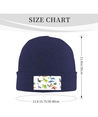 Cartoon Dinosaur Images Print Elastic Knitted Hat Multifunction Outdoor Daily Beanie for Men Women Soft Warm Navy Blue $9.94 ...