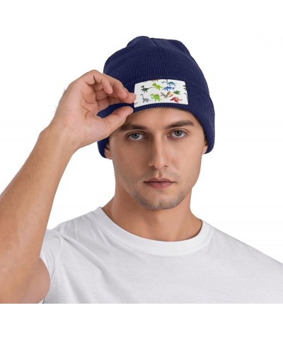 Cartoon Dinosaur Images Print Elastic Knitted Hat Multifunction Outdoor Daily Beanie for Men Women Soft Warm Navy Blue $9.94 ...