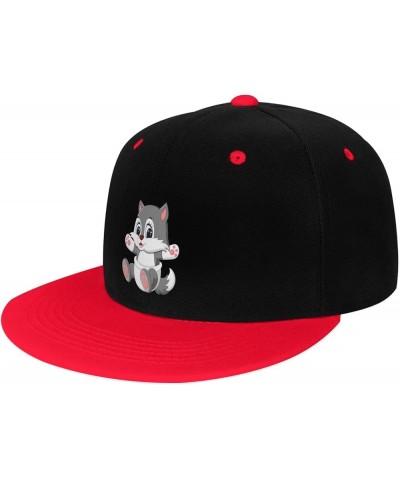 Cute Coyote Snapback Hat for Men Women Baseball Cap Trucker Flat Bill Hats Dad Caps Red $14.30 Baseball Caps