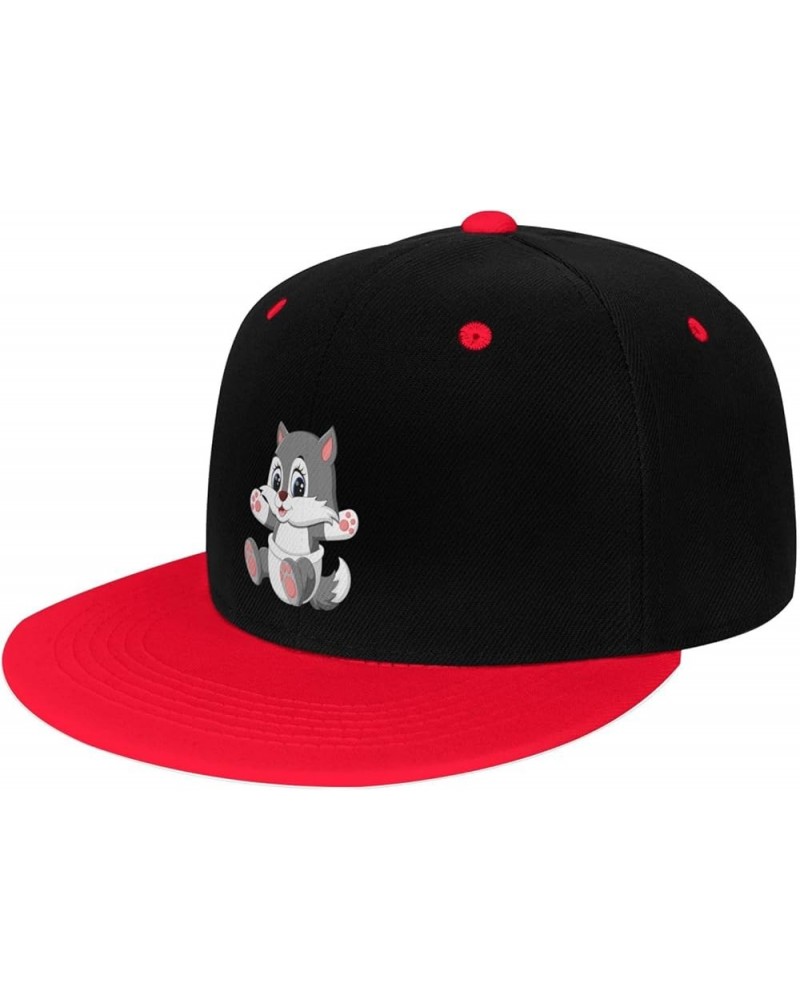 Cute Coyote Snapback Hat for Men Women Baseball Cap Trucker Flat Bill Hats Dad Caps Red $14.30 Baseball Caps