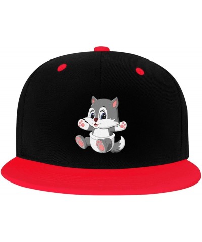 Cute Coyote Snapback Hat for Men Women Baseball Cap Trucker Flat Bill Hats Dad Caps Red $14.30 Baseball Caps