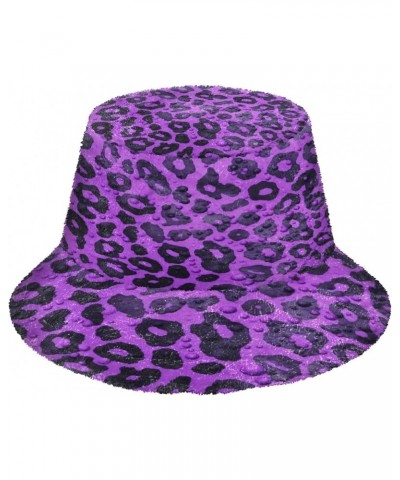 Leopard Fluffy Furry Fisherman Cap Winter Warm Bucket Hat Teenagers Men and Women Warm Hat $9.66 Bucket Hats