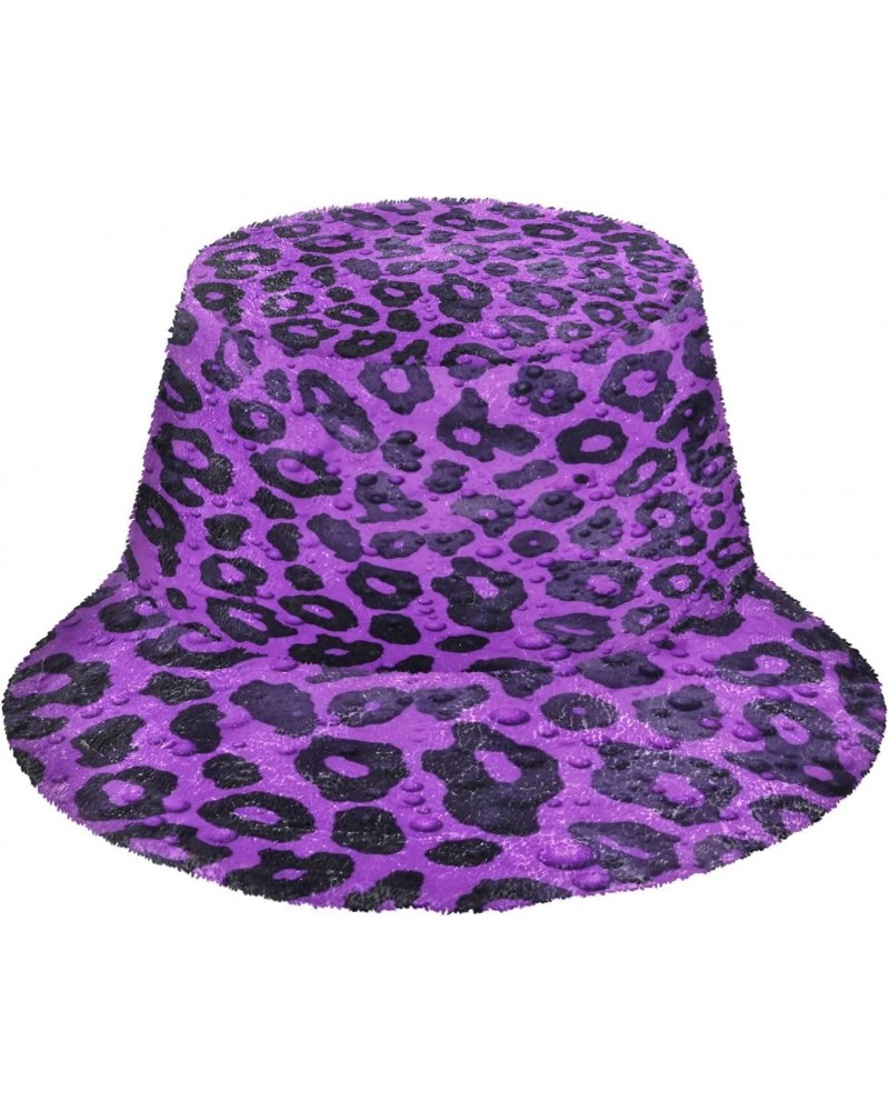 Leopard Fluffy Furry Fisherman Cap Winter Warm Bucket Hat Teenagers Men and Women Warm Hat $9.66 Bucket Hats