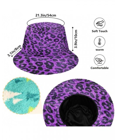 Leopard Fluffy Furry Fisherman Cap Winter Warm Bucket Hat Teenagers Men and Women Warm Hat $9.66 Bucket Hats