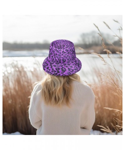 Leopard Fluffy Furry Fisherman Cap Winter Warm Bucket Hat Teenagers Men and Women Warm Hat $9.66 Bucket Hats