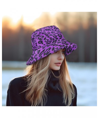 Leopard Fluffy Furry Fisherman Cap Winter Warm Bucket Hat Teenagers Men and Women Warm Hat $9.66 Bucket Hats