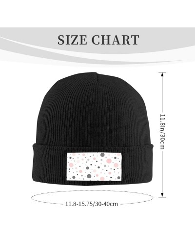 Pink Gray White Modern Polka Dot Pattern Print Leisure Knitted Hat Warm Hat for Men Women & Kids& Elastic Daily Hat Black $8....