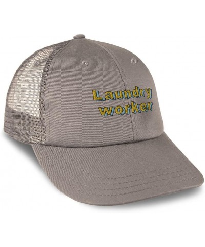 Custom Custom Trucker Hat Baseball Cap Laundry Worker Linens Cotton Clothing Dad Hats for Men & Women Grey Design Only $12.80...