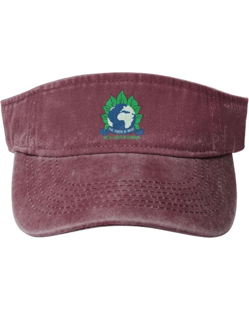 The Earth is What We All Have in Common Sun Visor Hats for Women Men Sun Hat Cotton Golf Hat Vintage Baseball Cap Red $13.79 ...