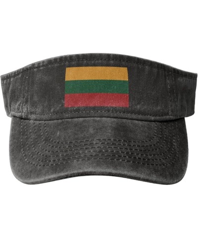 Flag of Lithuania Sun Visor Hats for Women Men Sun Hat Vintage Golf Hat Adjustable Baseball Cap Black $12.13 Visors