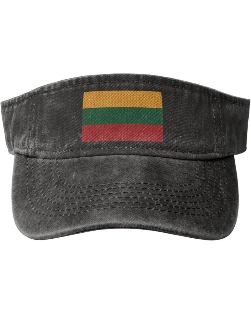 Flag of Lithuania Sun Visor Hats for Women Men Sun Hat Vintage Golf Hat Adjustable Baseball Cap Black $12.13 Visors