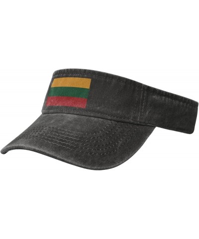 Flag of Lithuania Sun Visor Hats for Women Men Sun Hat Vintage Golf Hat Adjustable Baseball Cap Black $12.13 Visors