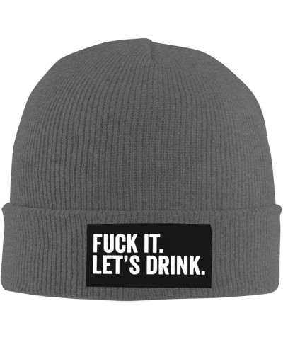 Nevfugo Fuck It Lets Drink Knit Hat Soft Classic Stretchy Ski Beanie Cap Black Winter Warm Skull Hats for Women Men Deep Heat...