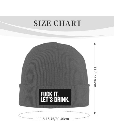 Nevfugo Fuck It Lets Drink Knit Hat Soft Classic Stretchy Ski Beanie Cap Black Winter Warm Skull Hats for Women Men Deep Heat...