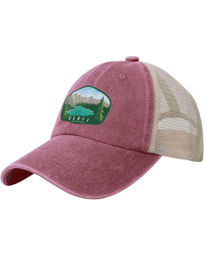 Mens Hat Hiking Snapback Trucker Cap Mens Mesh Ball Caps Banff National Park Hats Red $11.75 Baseball Caps