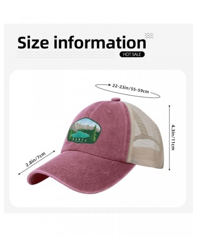 Mens Hat Hiking Snapback Trucker Cap Mens Mesh Ball Caps Banff National Park Hats Red $11.75 Baseball Caps