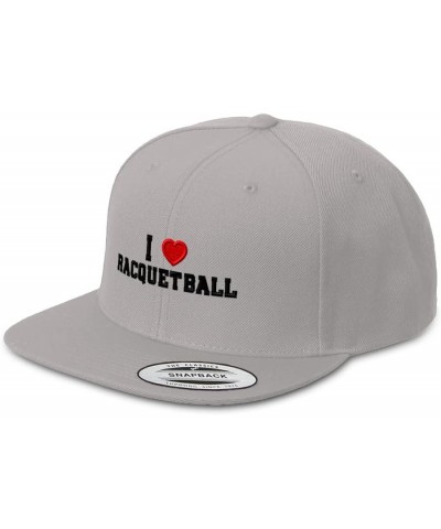 Snapback Hats for Men & Women I (Love) Racquetball Red Heart Sports Lovers Silver Design Only $20.99 Baseball Caps