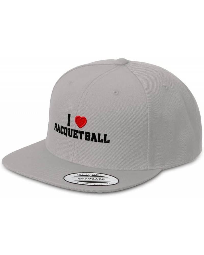 Snapback Hats for Men & Women I (Love) Racquetball Red Heart Sports Lovers Silver Design Only $20.99 Baseball Caps