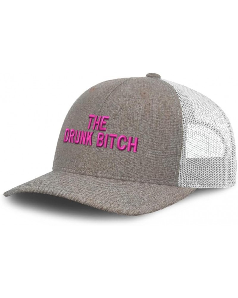 Trucker Baseball Cap The Drunk Bitch Cotton Dad Hats for Men & Women Heather Khaki White $11.76 Baseball Caps