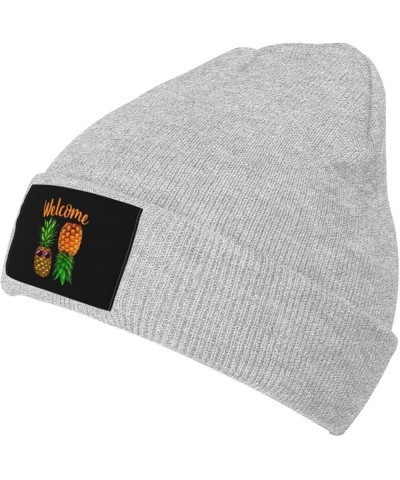 Beanie Upside Down Pineapple Funny Welcome Beanie Hat Women Skull Cap Winter Hat Men Slouchy Hat Knit Hats Black Gray $10.89 ...