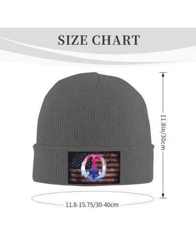 Bisexual Bigender Pride Flag Peace Cozy Knitted Hat for Winter - Warm Comfort Black Deep Heather $12.21 Skullies & Beanies