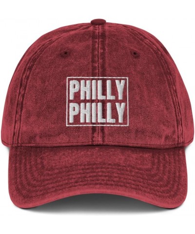 Philly Philly Philadelphia Hat (Embroidered Vintage Cap) Maroon $17.61 Baseball Caps