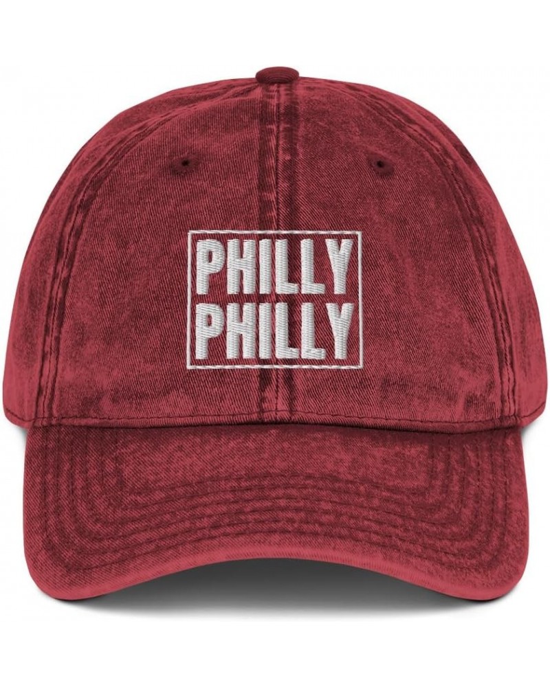 Philly Philly Philadelphia Hat (Embroidered Vintage Cap) Maroon $17.61 Baseball Caps