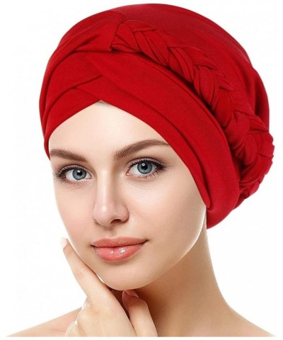 Women Chemo Cancer Head Hat Pleated Beanies Turban Wrap Caps Ethnic Bohemia Twisted Hair Cover Hat Womens Braid Muslim Cap Re...