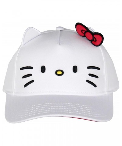 Hello Kitty Embroidered Face and Whiskers Design Adult OSFM Snapback Hat with 3D Ears and Bow Cap for Men and Women White $17...