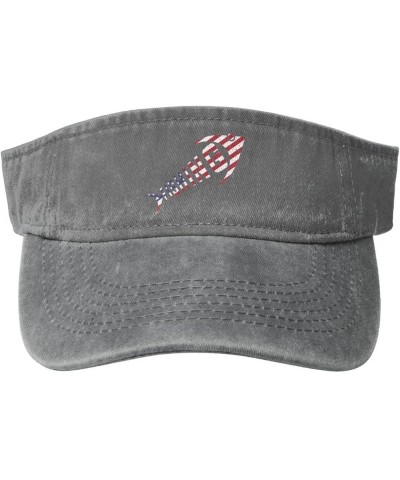 American Flag with Fishing Sun Visor Hats for Women Men Sun Hat Vintage Golf Hat Adjustable Baseball Cap Gray $11.39 Visors