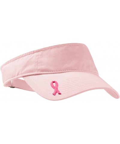 Breast Cancer Awareness Embroidered Ribbon Ladies Visor (Side Print) Black $15.36 Visors