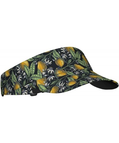 Colored Mushrooms Leaves Ladies Visor Hat Golf Visor Sport Sun Visor Hats for Women and Men Citrus Fruits Elegant Lemons $10....