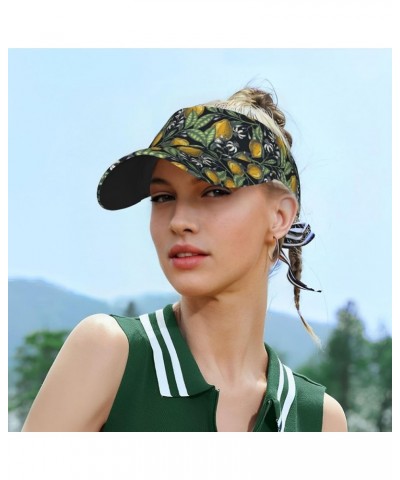 Colored Mushrooms Leaves Ladies Visor Hat Golf Visor Sport Sun Visor Hats for Women and Men Citrus Fruits Elegant Lemons $10....