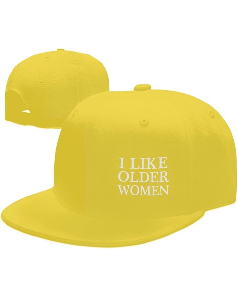 I Like Older Women Hats for Men Women Adjustable Flat Brim Bill Baseball Cap Fashionable Hip Hop Trucker Hat Black Yellow $8....