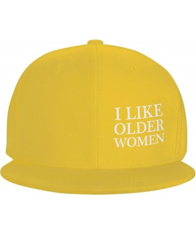 I Like Older Women Hats for Men Women Adjustable Flat Brim Bill Baseball Cap Fashionable Hip Hop Trucker Hat Black Yellow $8....