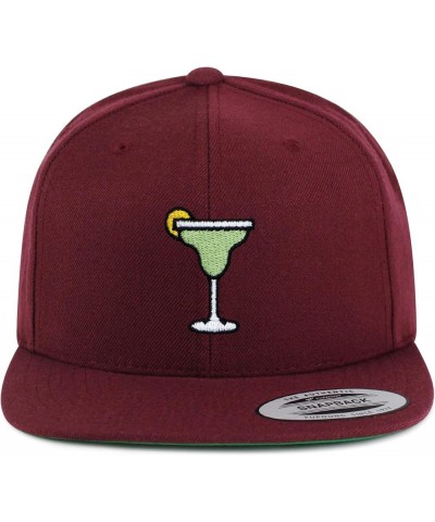 Margarita Embroidered Yupoong Flat Bill 6 Panel Snapback Hat Cocktail Party Maroon $17.99 Baseball Caps