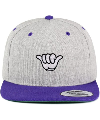 Shaka Cartoon Embroidered Yupoong Flat Bill 6 Panel Snapback Hat Surfing San Diego Light Heather/Purple $17.09 Baseball Caps