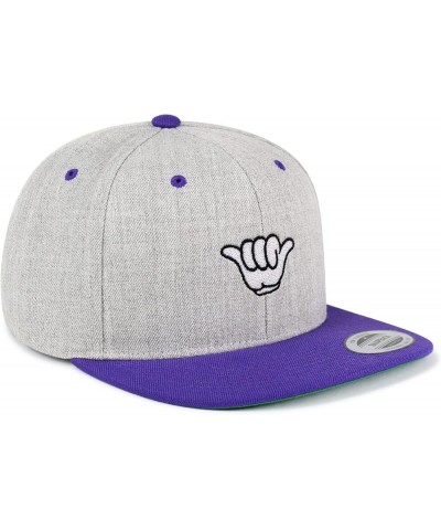 Shaka Cartoon Embroidered Yupoong Flat Bill 6 Panel Snapback Hat Surfing San Diego Light Heather/Purple $17.09 Baseball Caps