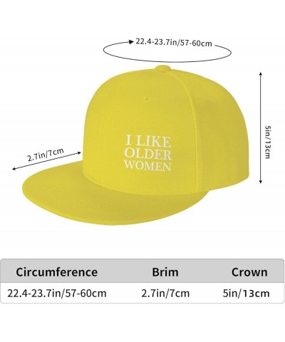 I Like Older Women Hats for Men Women Adjustable Flat Brim Bill Baseball Cap Fashionable Hip Hop Trucker Hat Black Yellow $8....